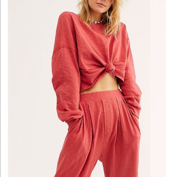 Free People Pants - Free People Washed Red Track Pants & Joggers Set